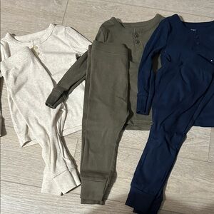 Old Navy Cream, Olive, and Navy Pajama Tops